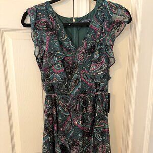Tommy Hilfiger Women's Fit & Flare Dress (forest color, paisley print), Sz 6